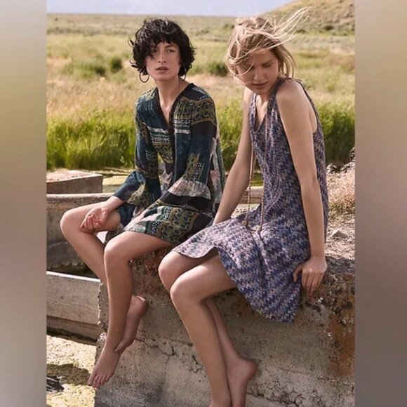 Anthropologie Maeve Westwater Boho Chevron Drop Waist Festival Dress Size Small - Picture 6 of 6